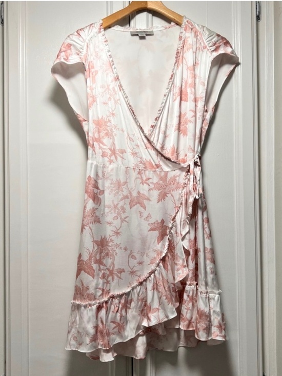 All Saints Dresses & Skirts - All Saints Satin Floral Wrap Dress in white/blush